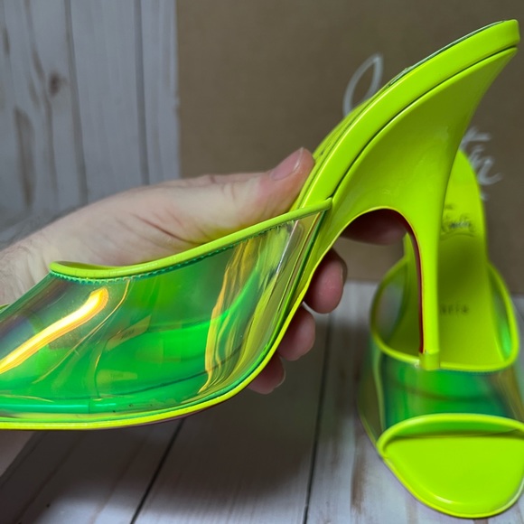 Christian Louboutin Just Arch 100 PVC Slide Sandal Flou Yellow Sz 37 / 7 - Picture 10 of 13